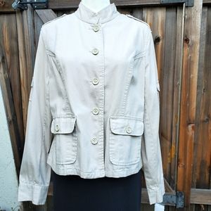 Beige cotton military style jacket sz XL